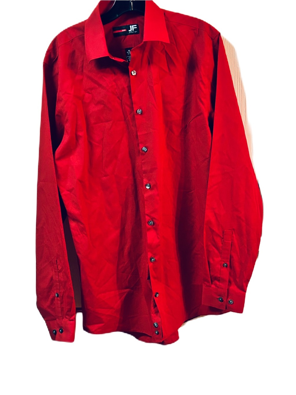 J. Ferrar Mens Red Button Down Dress Shirt Size Medium 15-15 1/2. Slim. EC